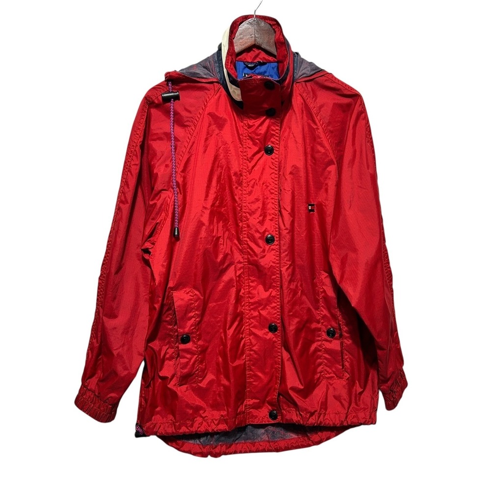 Vintage 90s Tommy Hilfiger Mens Gorpcore Streetwear Windbreaker Jacket S Red